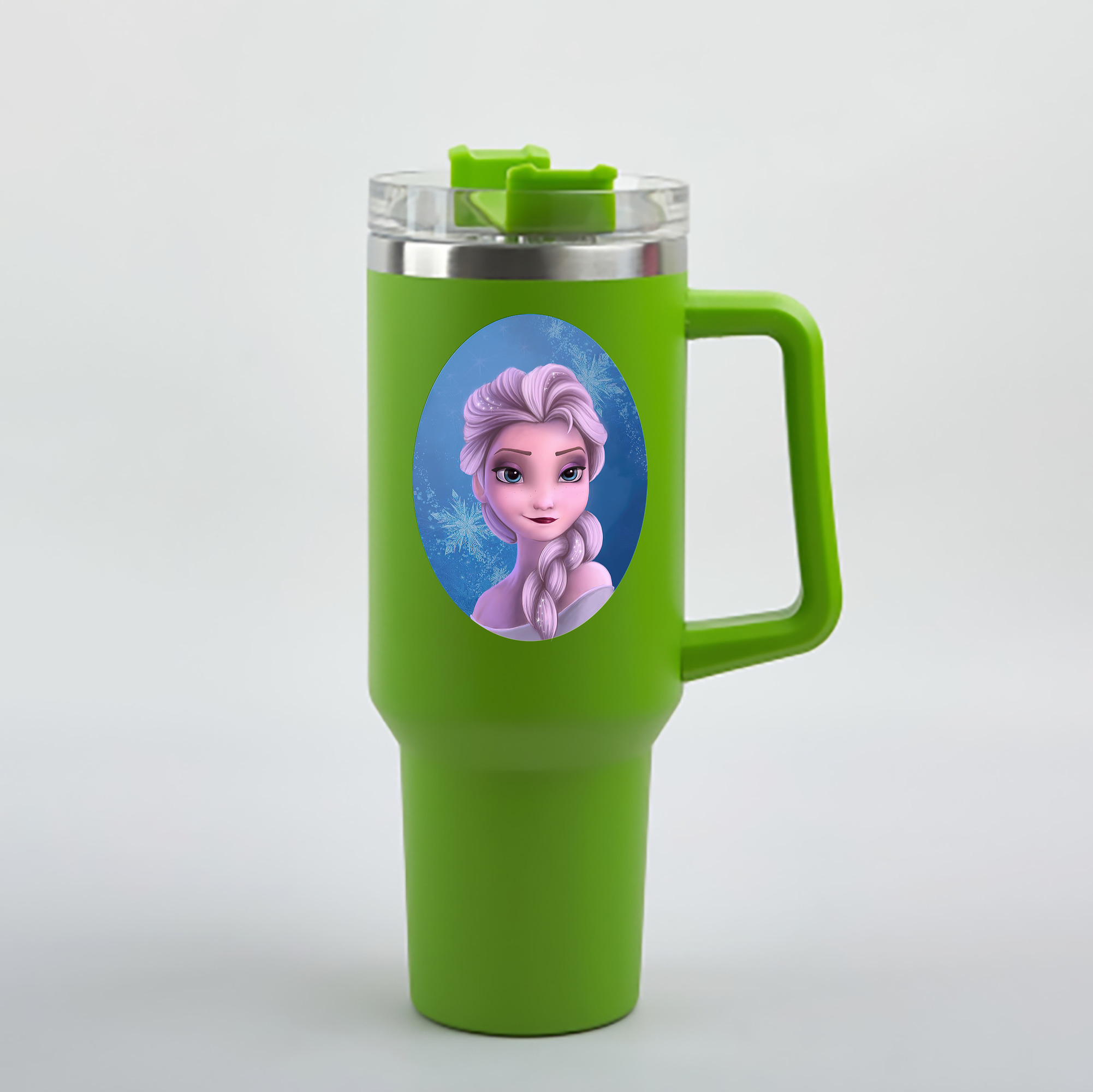 （画像用） アナと雪の女王 アンナ エルサ Frozen Anna Elsa 1200mL車用タンブラー - クリスタルステッカー（プラスチックストロー付き）
